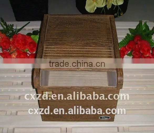 Natural Handmade High Quality Wood Rice Box With Rolling Shutter Cover, Food Storage Box photo-2