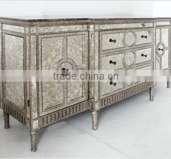 3 Drawers Living Room Furniture Solid Wood With Antique Mirror Cabinet photo-5