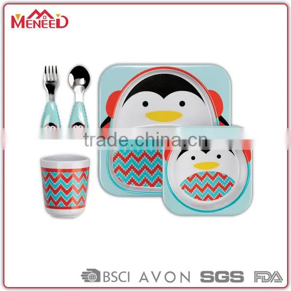 2015 Hot Selling Animal Shape Baby Plates & Bowls, Zoo Melamine Kids Dinner Set photo-3