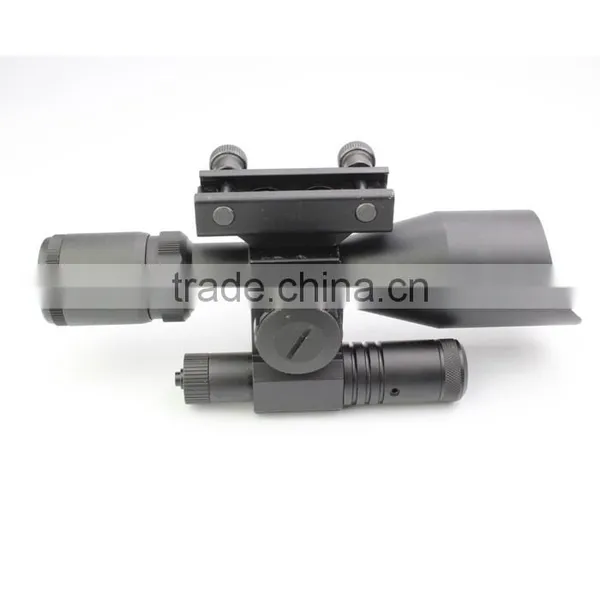 Compact 2.5-10X40 Riflescope Red Green Mil-Dot Reticle Attached Green Laser With Standard Weaver Rail Mount photo-5