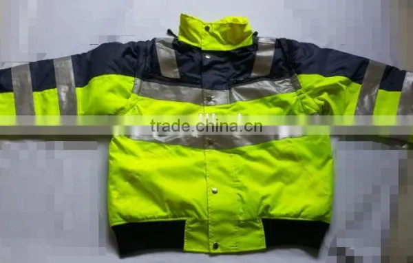 2017 Navy Yellow High Visibility Reflective Safety Jacket photo-3