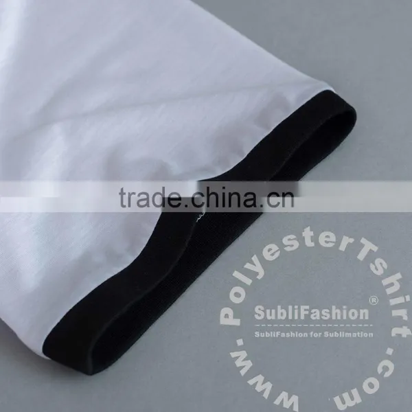 Blank 100% Polyester Ringer T-shirt for Men White Color Black Rib Baseball Tshirt Top Tees Sublimation Print Available photo-3