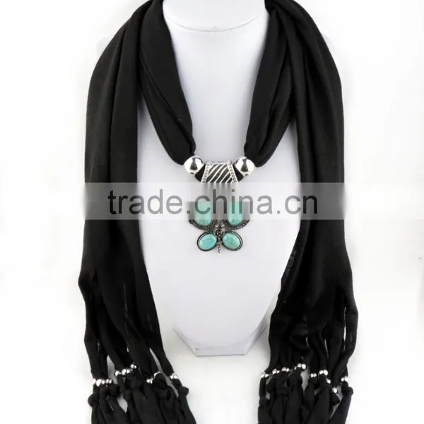 Red Turquoise Hollow Cross Pendant Jewelry Necklaces Diy Handmade Polyester Scarves 2016 New Design Women Scarves photo-4