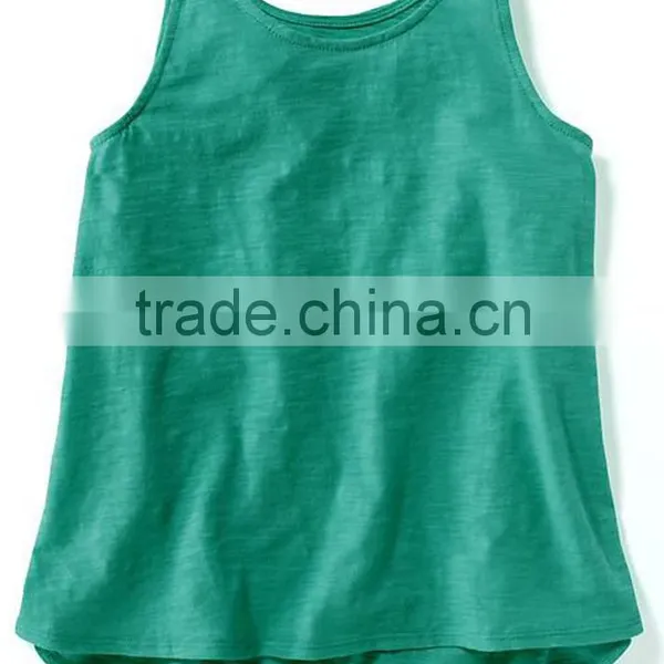 100% Ctn, S/J, 160 Gsm, Children Girls Tank Top, Back Part Long