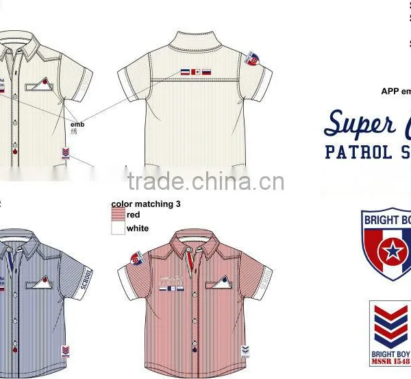 Custom Wholesale Smallboys Stripe Shirt Summer Designs Small Boys Fancy Shirt photo-2