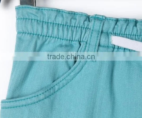 New Fashion Multi Pocket Plain Blue Solid Color Cheap Kids Elastic Bottom Jeans With Side Zipper photo-6