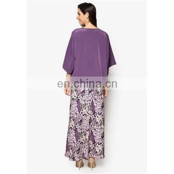 High Quality Fancy Baju Kurung Latest Design 3/4 Kimono Sleeves Muslim Top photo-4