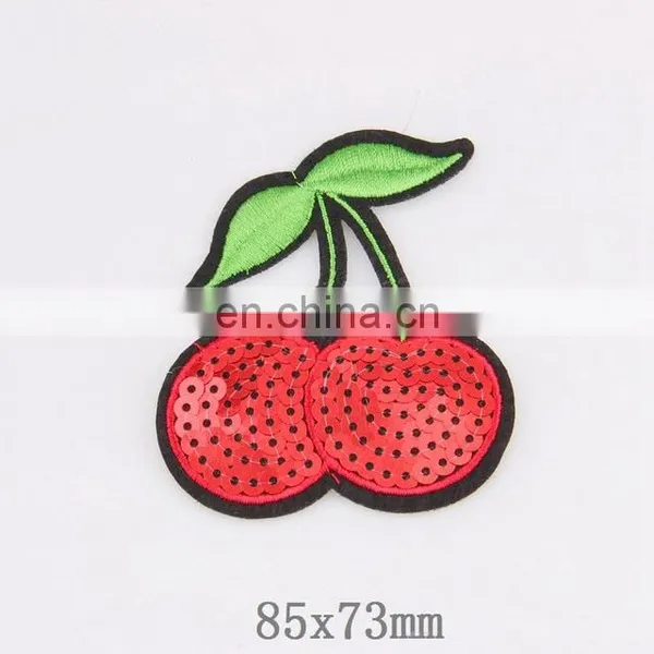 Custom Apple Grape Cherry Fruit Shape Sew On Sequins Embroidered Patch photo-4