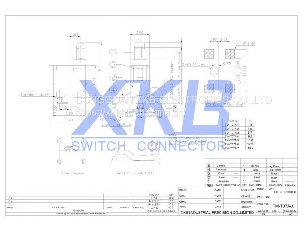 High and Low Can be Customized XKB Brand W6.5XD3.0 Detection Switch photo-2