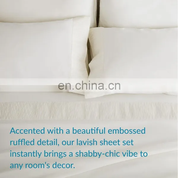 High Quality White Custom Soft Surface Warm Durable Microfiber Embossing Bed Sheets For Adults photo-6