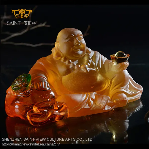 Factory Wholesale Crystal Liuli Laughing Maitreya Statue Blessing Car Interior Decoration photo-2