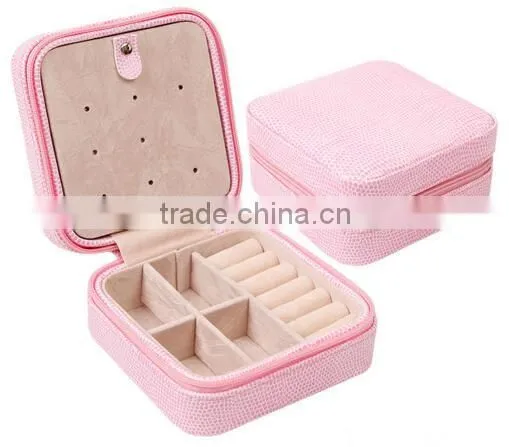 Small Pink Faux Leather Travel Jewelry Box Organizer Display Storage Case photo-2