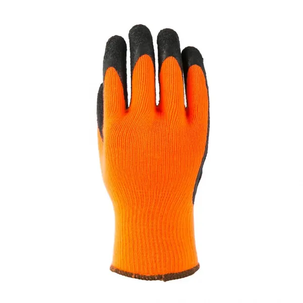Best Cold Weather 7 Gauge Polyester Loop Napping Liner Latex Crinkle Coated Thermal Construction Gloves photo-3
