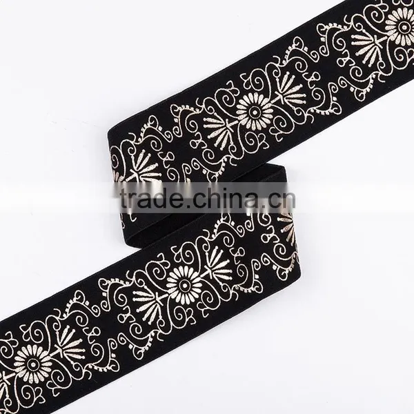 Custom Brand Names Golden Wide Black Textile Elastic Band photo-3