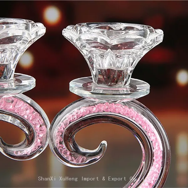 Heart Shaped Crystal Candle Holders Wedding Anniversary Table Centerpieces Glass Candelabra Candlesticks photo-4