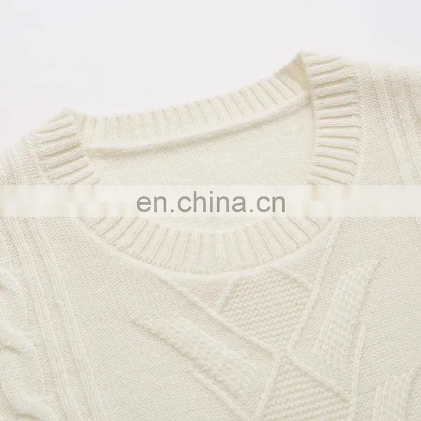 Wholesale 100% Cashmere Crew Neck Pullover Stylish Women's Winter Clothing Custom Knit Casual Solid Sweater OEM Service photo-4