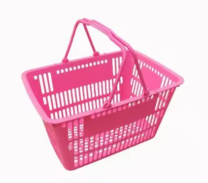 30L Supermarket Plastic Shopping Basket With Metal Handles, Wire Handles Supermarket Shopping Baskets photo-4