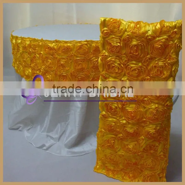 TR003G Luxury Satin Rosette Round Table Skirting Designs for Wedding photo-3