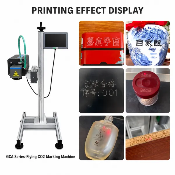 GCA Series 30W Flying CO2 Laser Marking Machine for Date Batch Logo QR Code Barcode Marking photo-5