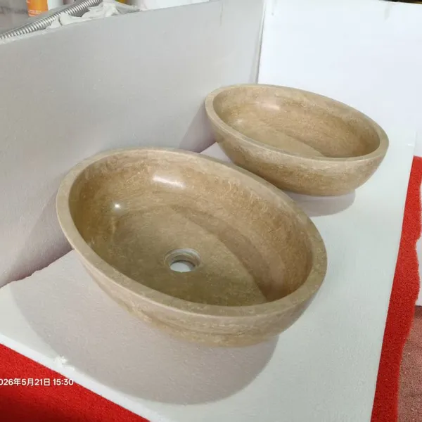 Factory Direct Travertine Hand Washbasin Countertop Basin Custom Bathroom Vessel Marble Sink for Apartment Hotel Home Bathroom photo-3