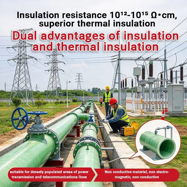 Insulation FRP Fiberglass Cable Protection Pipe Non‑conductive GRP Conduit for Power Cable Laying