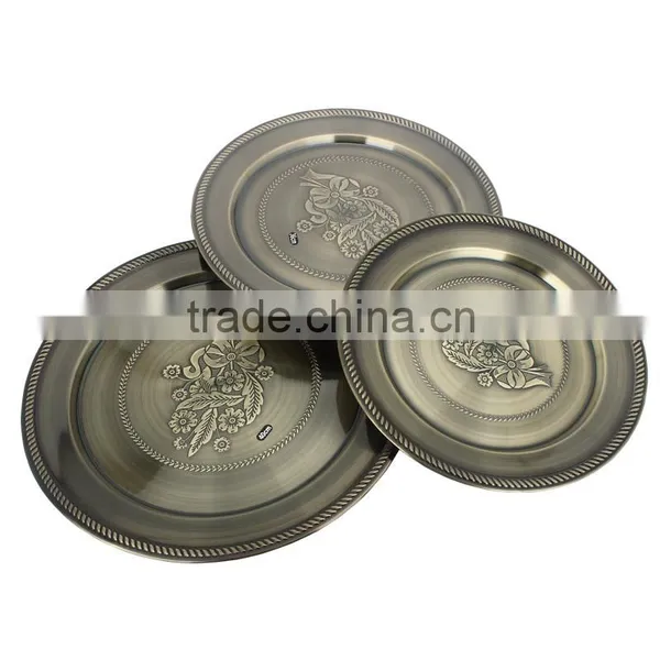 Vietnam Style Stainless Steel Serving Dish, Large Round Copper Serving Tray photo-2