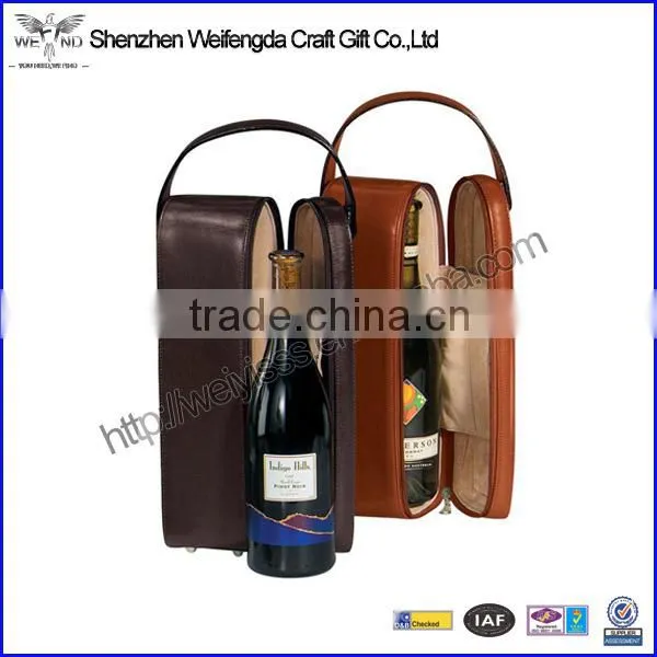 Top Grade PU Leather Single Wine Bottle Holder With Hand Strap photo-3