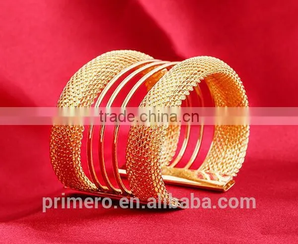 New Hight Quality Gold Wire Mesh Wide Open Cuff Bangle Punk Rock Bracelet Jewelry photo-3