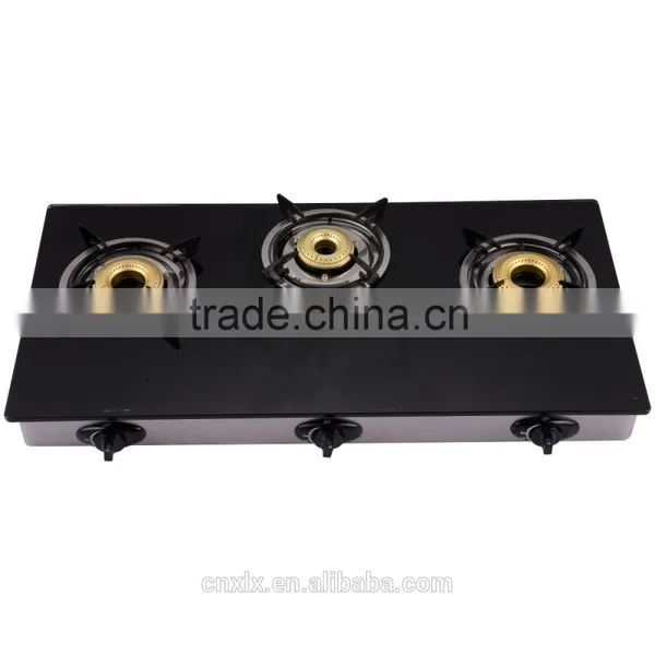 Tabletop Glass Gas Stove 3 Indian Burner Gas Cooker Factory