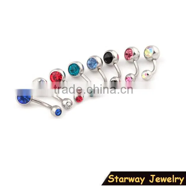 >>Latest 316L Stainless Steel Indian Style Crystal Rhinestone Belly Rings/