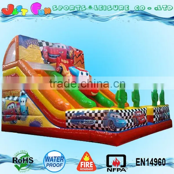 New Desined Giant Commercial Grade Two Lane Inflatable Dry Slide for Adults and Kids for Sale,inflatable Cars Dry Slide photo-2