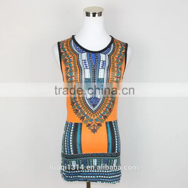 Hot Sales Digital Printing Fashion Women Dashiki Sleeveless Tops Quality Choice photo-2