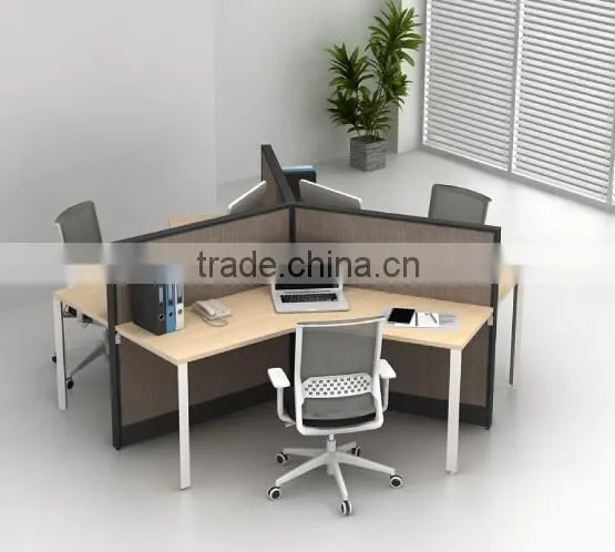 120 Degree 3 Person Wooden Office Workstation photo-4