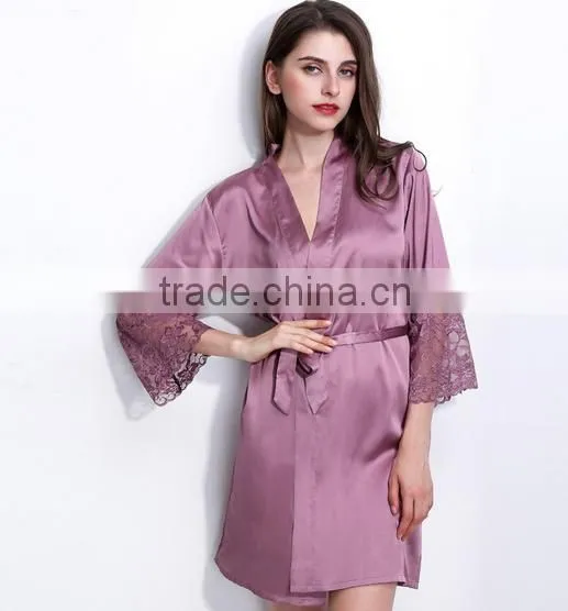 New Arrival Women's Robes Free Shipping Sleepwear Bathrobes for Female High Quality Silk Nightwear V-neck With Waistband Hot photo-2