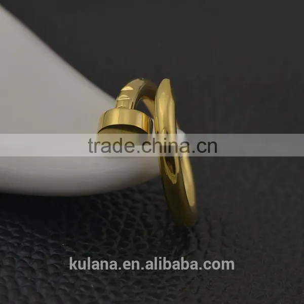 2015 Golden Trendy Rings for Girls Twisted Nail Rings