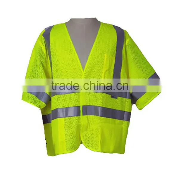 Wholesale Cheap High Visibility Fluorescent Yellow Breathable Work Shirt Reflective T-shir photo-2