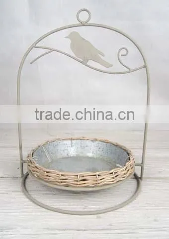 Decorative Metal Bird Feeder With Willow Tray for Hanging or Standing photo-2