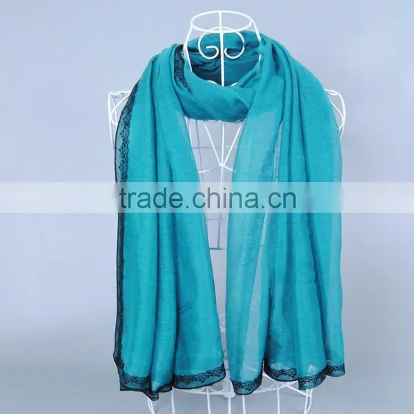 Pure Color Lace Women Popular Scarf Voile Scarves 180*100 Pashmina