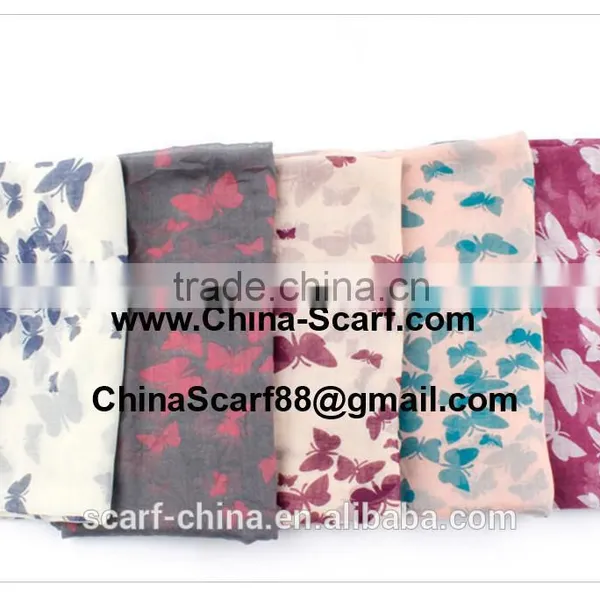 Women Scarves Wholesale Printing Monochrome Butterfly photo-4