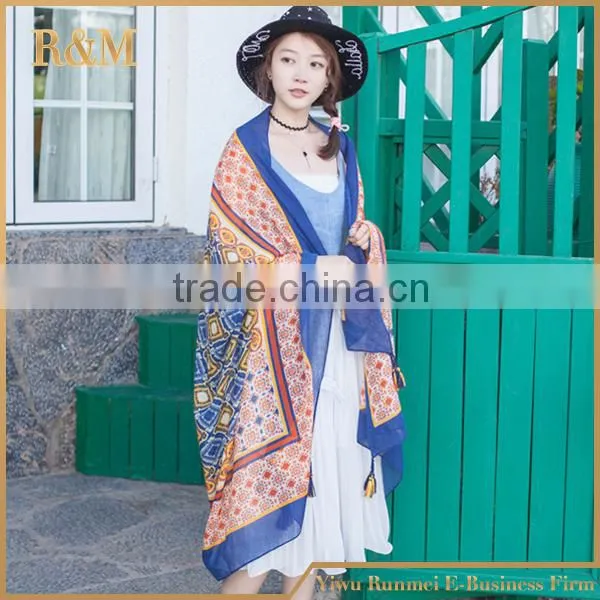Tassels Design Digital Print Polyester Scarf China Wholesale photo-6