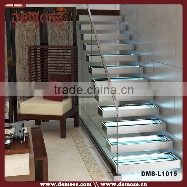 LED Glass Stairs/ Indoor Led Stair Light/steel Structure Staircase
