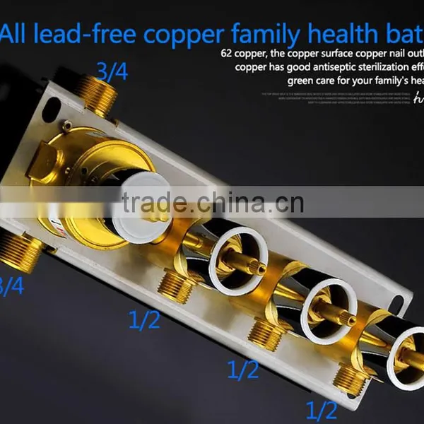 Contemporary High Pressure 4 Handle 3 Way In Wall Bath Shower Faucet Hot Cold Mixing Water Control Valve photo-5
