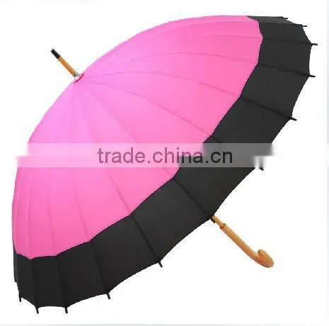Fashion 16k Straight Edge Wind Breaker Umbrella Wooden photo-2