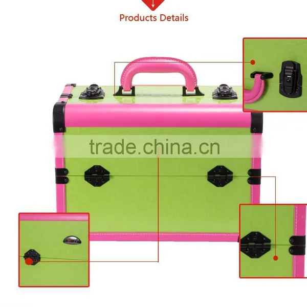 Wholesale Portable Professional Rolling Beauty Box Empty Makeup Vanity Case With Mirror photo-5
