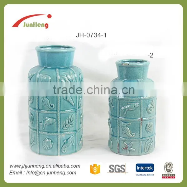 Home & Garden Glazed Blue Wholesale Decorative Ceramic Brush Pot