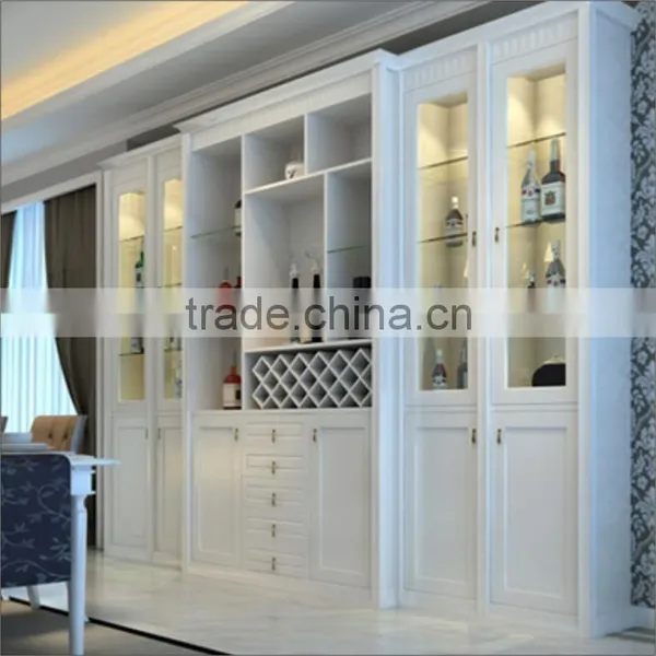 Plain White Wood and Glass Wine Cabinet for Dinning Room Furniture photo-2
