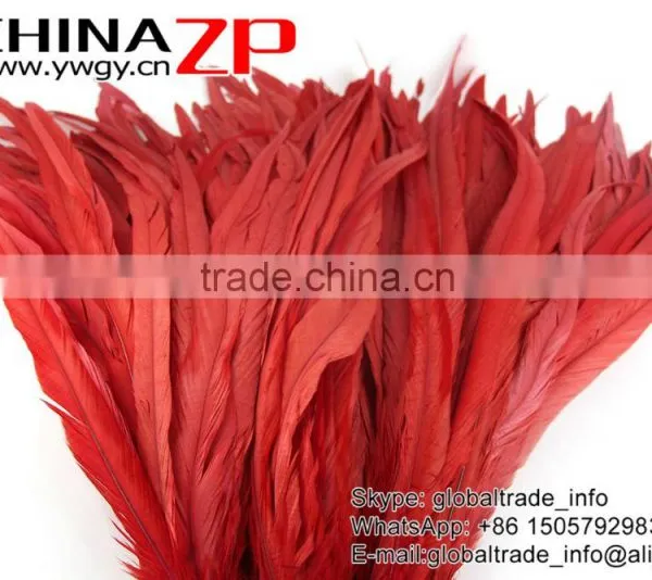 Gold Supplier ZPDECOR Decorative 40-45cm Length Red Chicken Fully Dyed Roosters Feathers for Sale photo-2