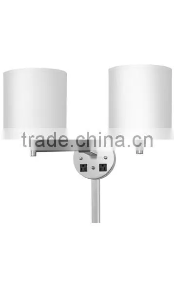 Hot Selling UL CUL ETL Certification Brushed Nickel Power Outlet Hotel Wall Lamp for USA Canada Mexico photo-2