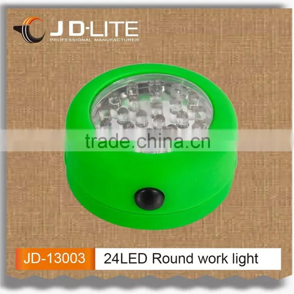 Classic 24 LED Round Shape Work Light With 360 Degrees Rotated Hook and Powerful Magnet Hid Working Light