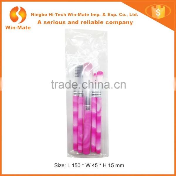 5pcs Professional Pink Nylon Hair& Plastic Handle Personalized Makeup Brush Set photo-3